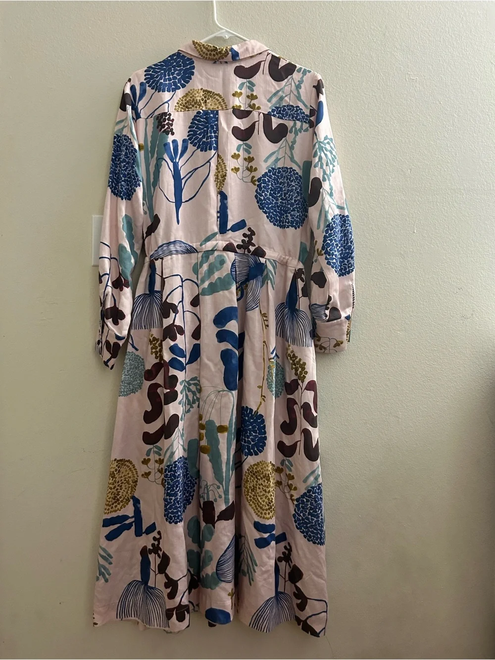 Design Autumn Garden Long Sleeve Lyocell Midi Shirt Dress - Women's Large